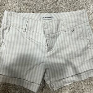 Calvin Klein White and Gray Striped Shorts